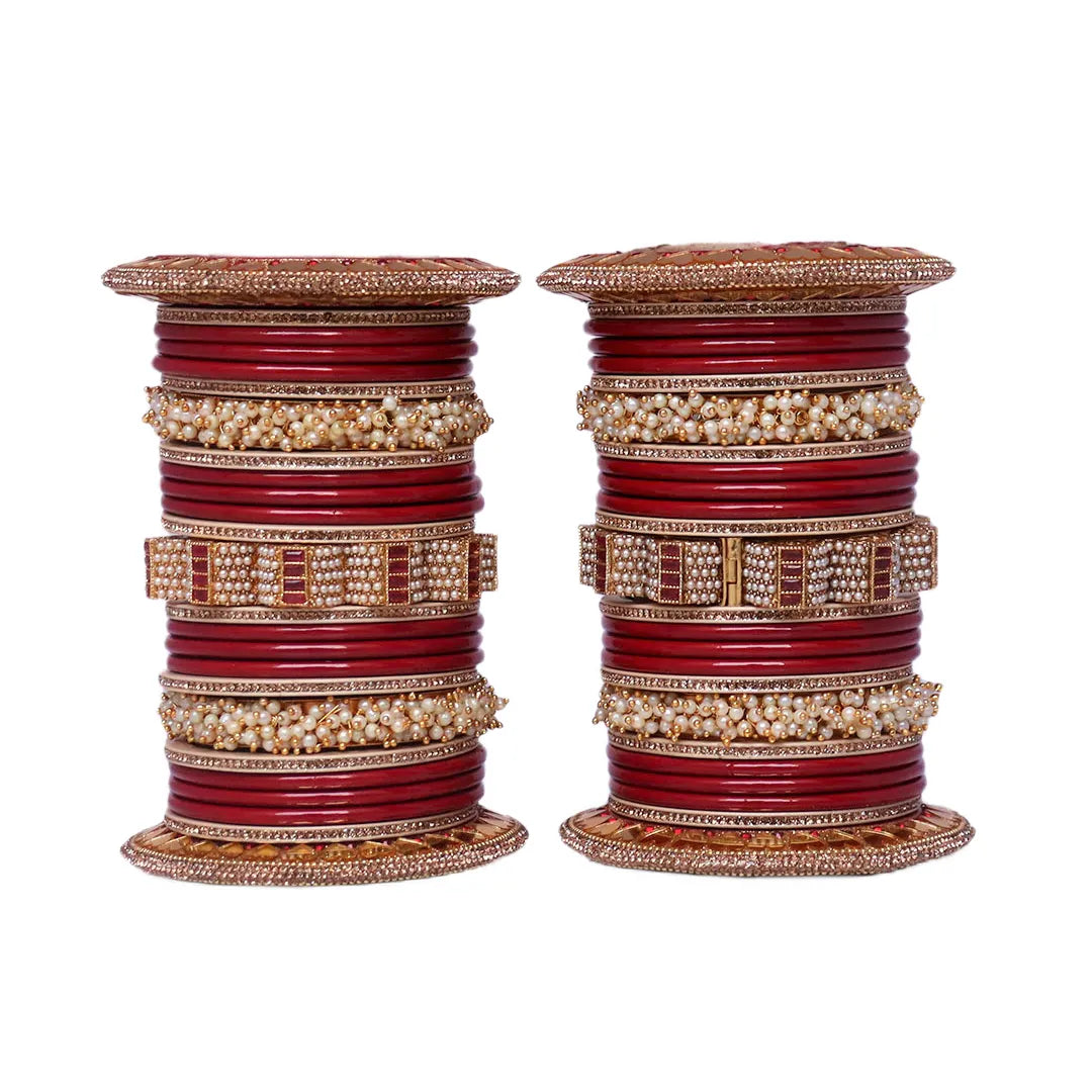 Wedding Lac Chura with Beautiful Designer AD Brass Kada Taj Bridal Store