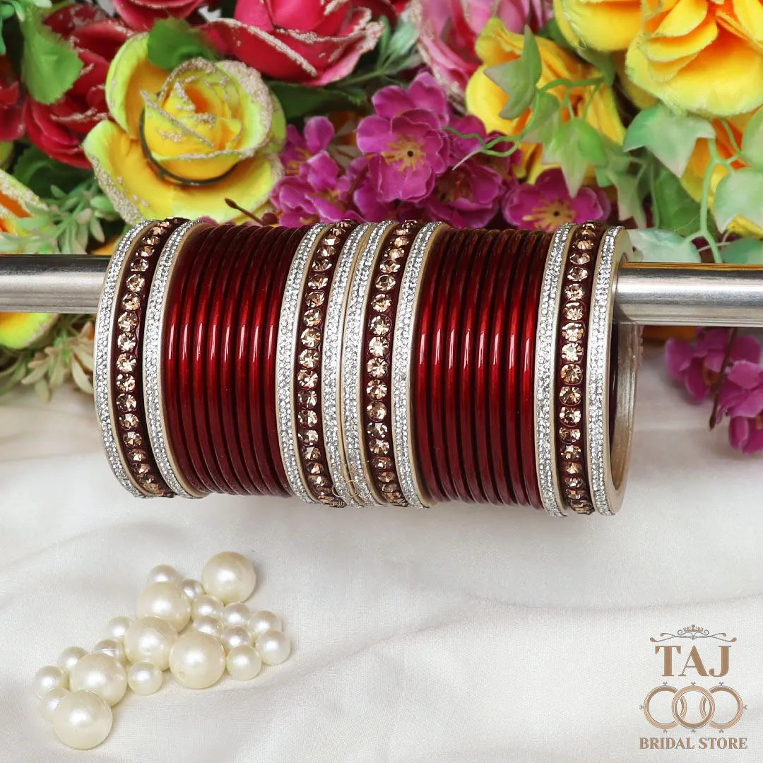 Wedding Lac Bangles with Beautiful Stone Work Taj Bridal Store