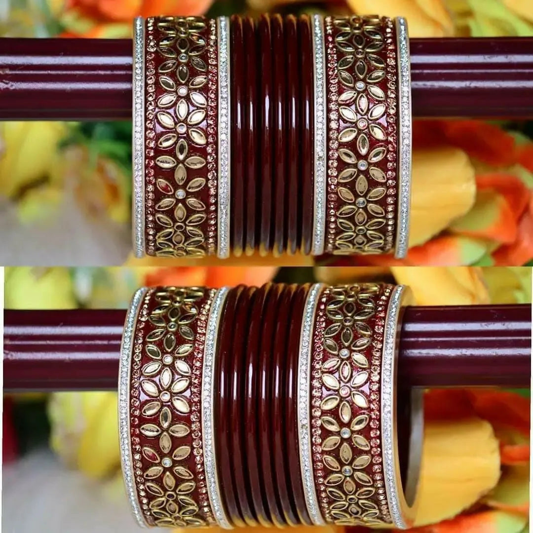 Punjabi Wedding Chooda, Traditional Punjabi Bridal Chuda, Wedding Essential, Bridal Bangles Set , Red popular Chuda, Pearl Chooda Bangles set