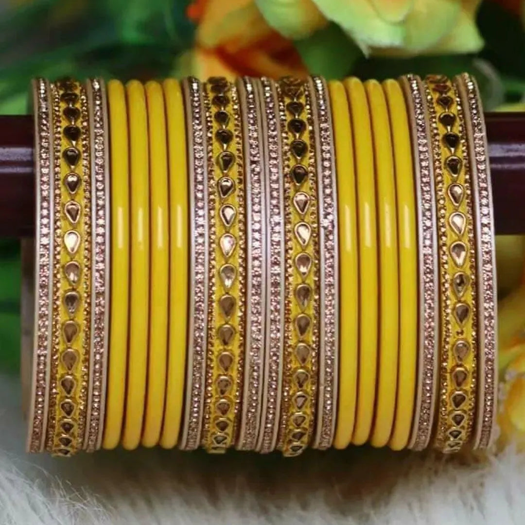 Beautiful Punjabi Lac Kundan Chuda For Bridal (Pack Of 20)