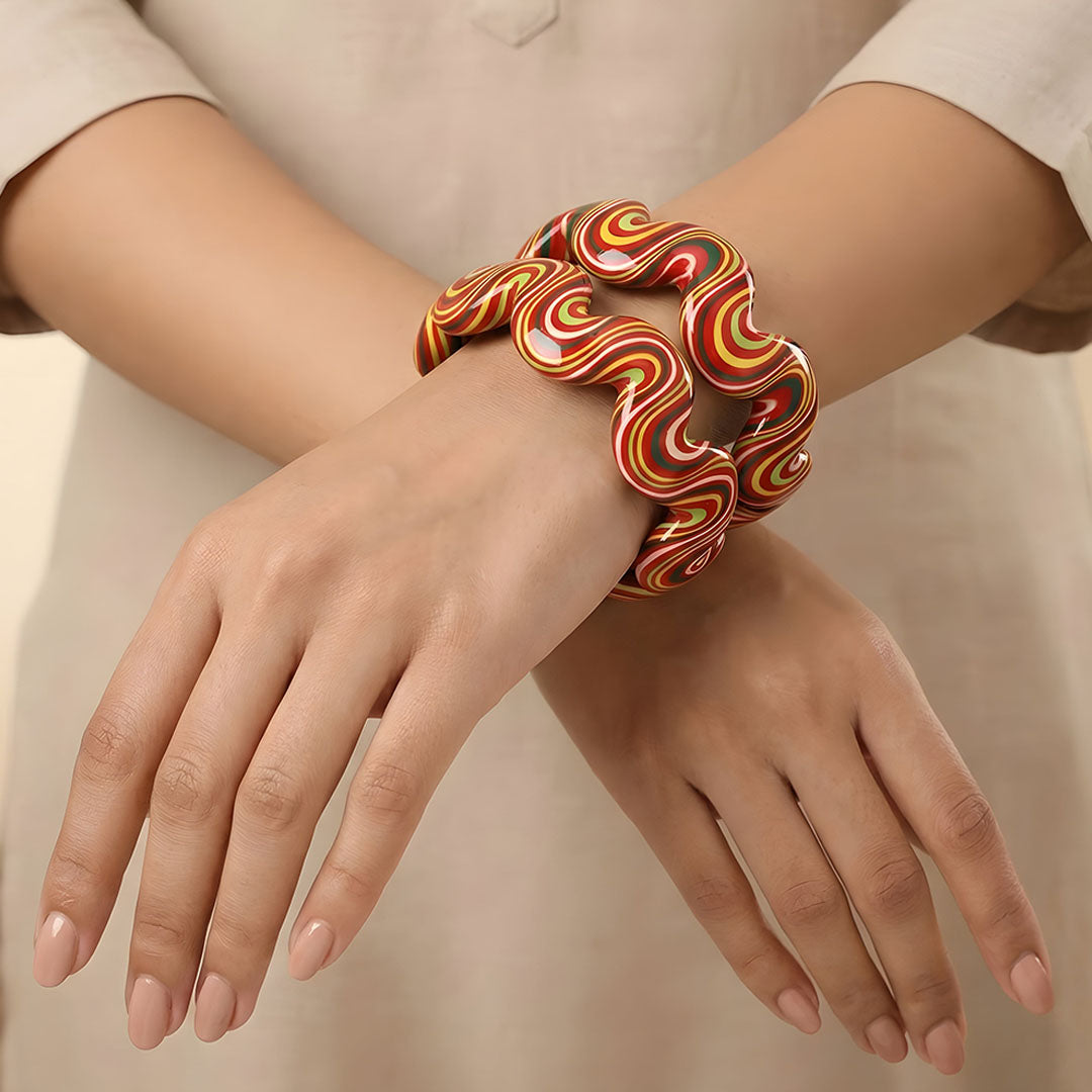 Trendy Wave Pattern Lac Kada for Wedding & Festive Wear