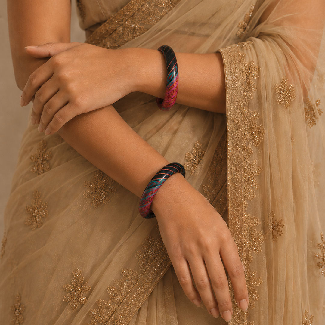 Designer Lac Bangles Latest Wave Design Kada Set for Women Handmade Premium Rajasthani Bridal Lac Kada