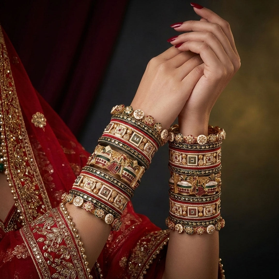 Stunning Rajwadi Bridal Bangles with Traditional Theme