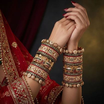 Stunning Rajwadi Bridal Bangles with Traditional Theme