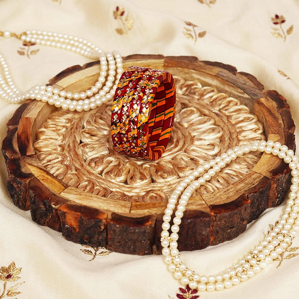 Traditional Rajasthani Leheriya Lac Bangles for Women | Handmade Mirror Work & Rhinestone Bangles by TAJ BRIDAL STORE