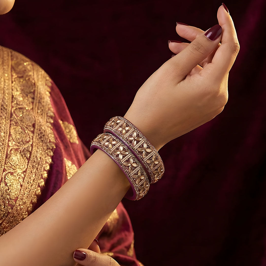 Jaipuri Handmade Lac Kada with Kundan Beads Craft