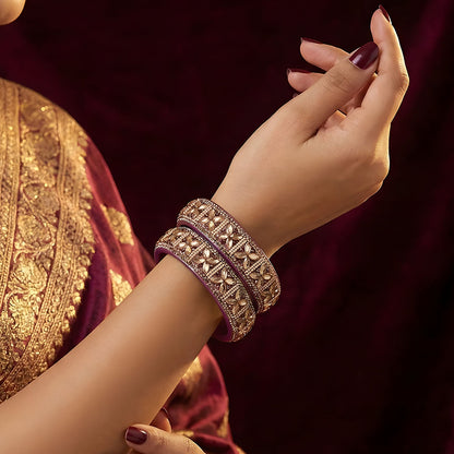 Jaipuri Handmade Lac Kada with Kundan Beads Craft