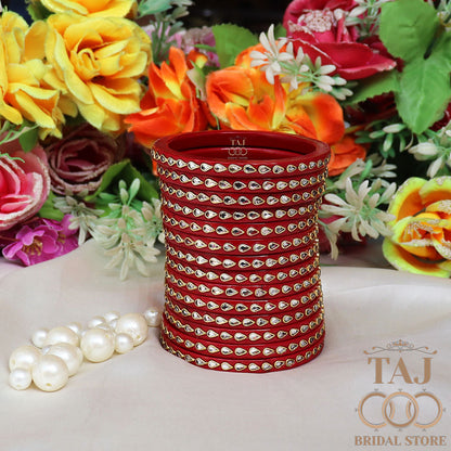 Bridal Lac Dhalu Chuda With Beautiful Kundan Design (Pack of 14)