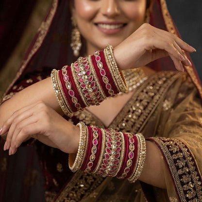 Indian Bridal Wedding Bangles Set – Kundan & Beads Work