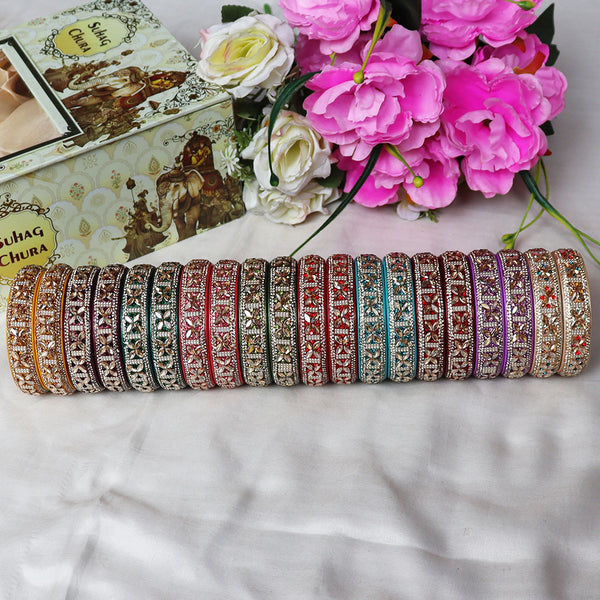 Jaipuri Lac Kundan Kada | Handmade Rajasthani Wedding Bangles for Women | TAJ BRIDAL STORE