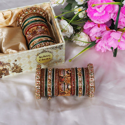 Premium Rajwadi Bridal Bangles with Dulha Dulhan Design Kada for Wedding Brides