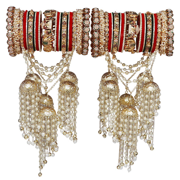 Rajasthani Rajwadi Bridal Bangles Set with Jhumka Latkan by TAJ BRIDAL STORE