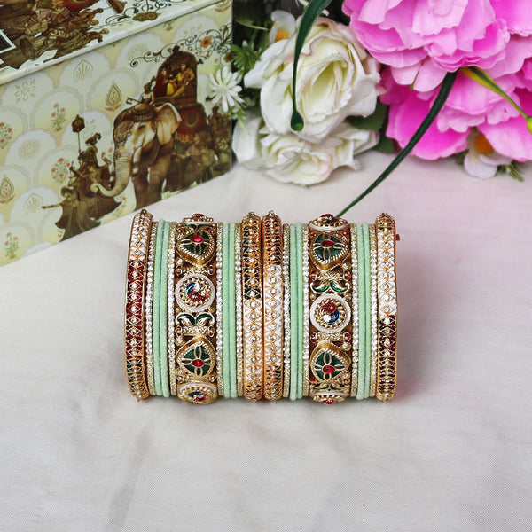 Designer Short Bridal Bangles Set for Women | Traditional Wedding Rajwadi Bangles | TAJ BRIDAL STORE