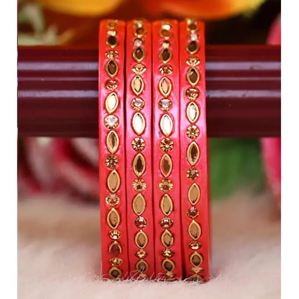 Jaipuri Lac Kada in Beautiful Kundan Design ( Pack of 4)