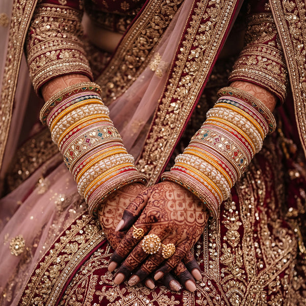 Traditional Rajasthani Multicolour Bridal Bangles Set by Taj Bridal Store