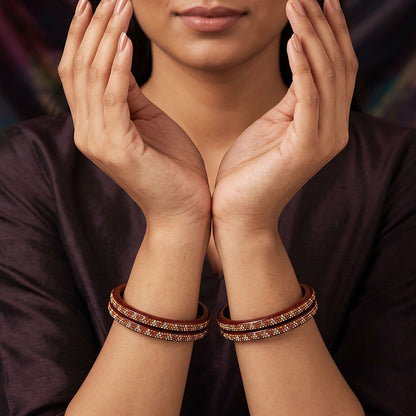 Handcrafted traditional Lac bangles with rhinestone work by TAJ BRIDAL STORE