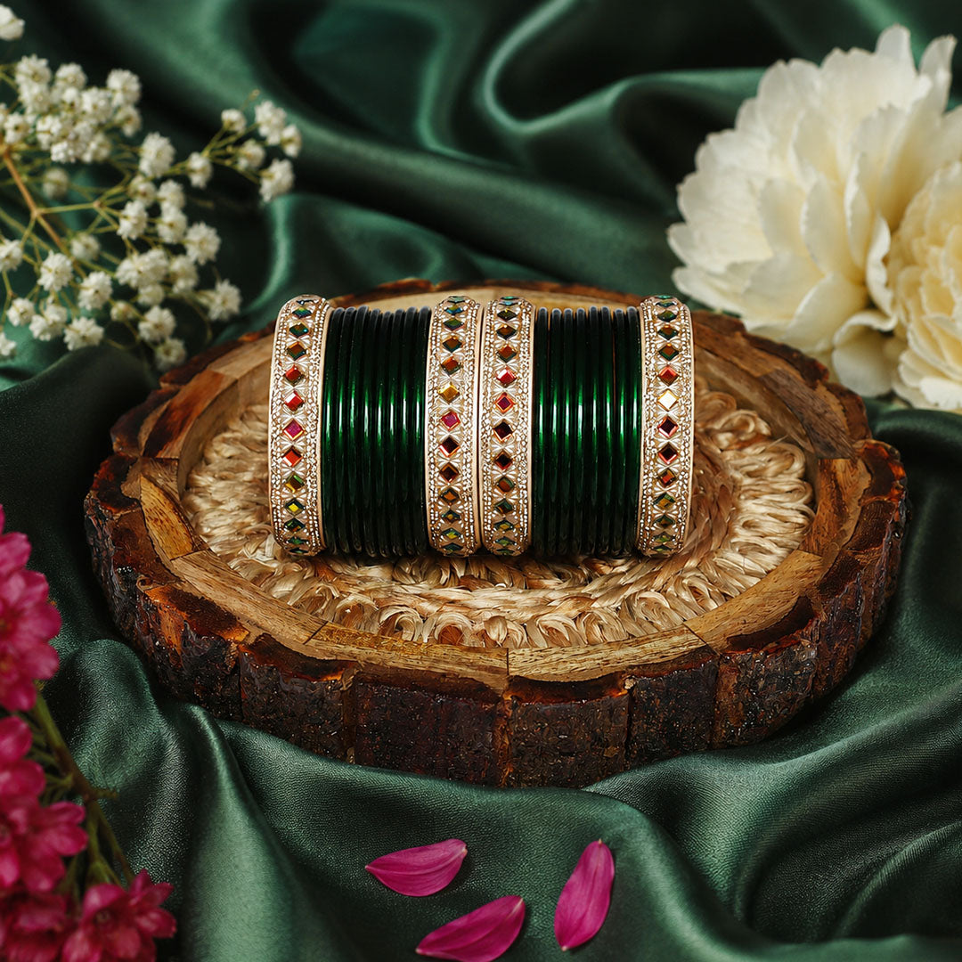 Premium Handmade Pure Lac Bangles Set for Women with Traditional Rajasthani Design by TAJ BRIDAL STORE