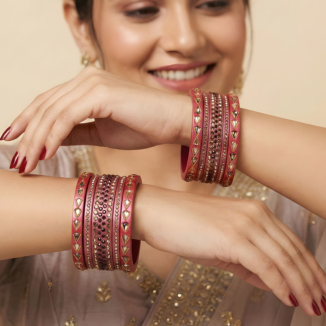 Jaipuri Lac Bangles with Kundan & Artificial Stone Design