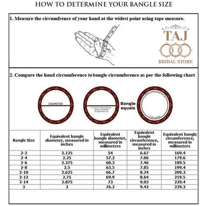 Taj Bridal Store Size Chart