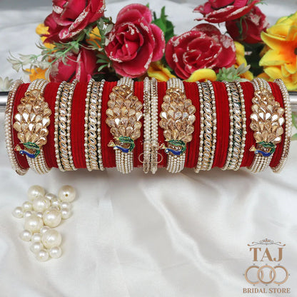 Rajwadi Wedding Bangles with Beautiful Peacock Design