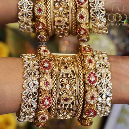 Designer Wedding Bangles Set With Beautiful New Elephant Design Kada