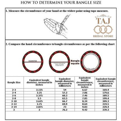 Taj Bridal Store Size Chart