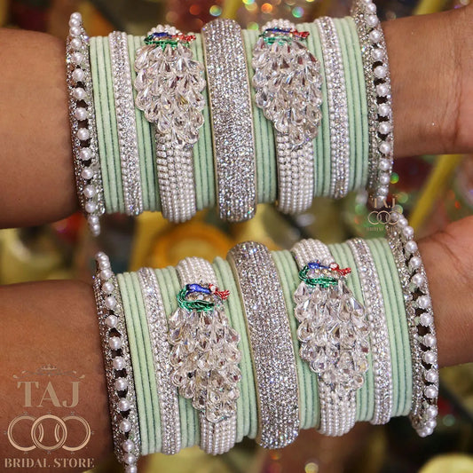 Traditional Wedding Bangles Set With Beautiful Latest Peacock Design Kada