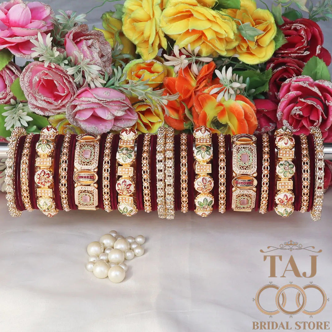 Designer Bridal Bangles Set With Beautiful Unique Design Metal Kada