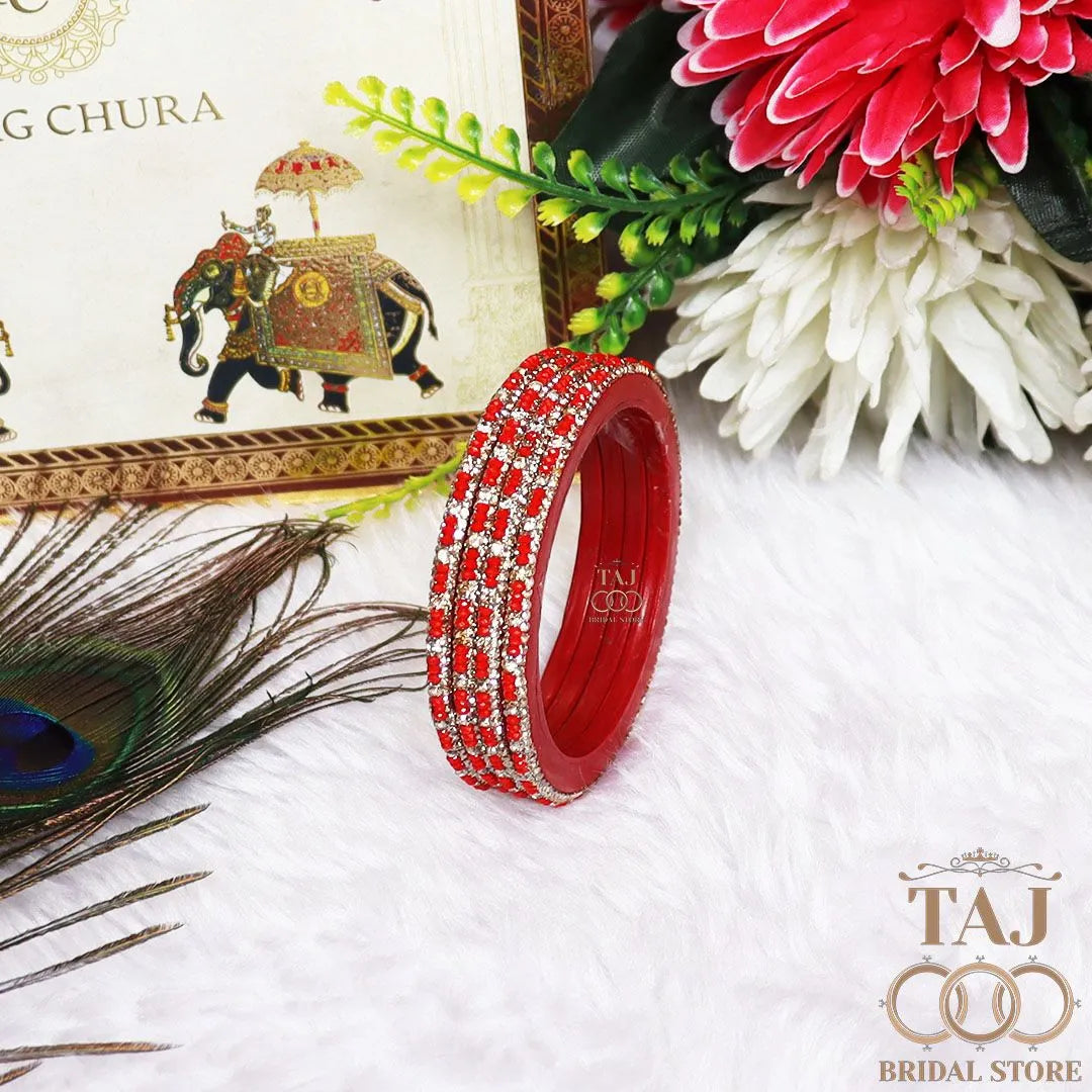 Handmade Lac Bangles For Women With Latest Rhinestones Design