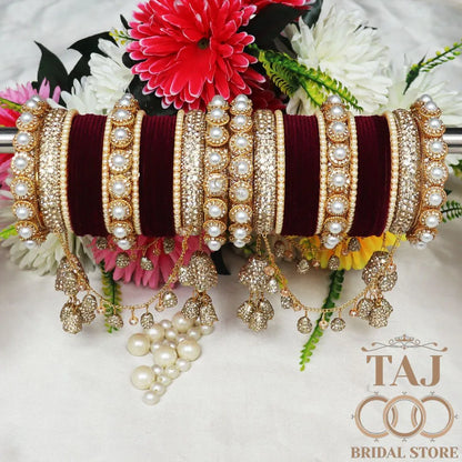 Rajwadi Style Bridal Bangles Set With Latest Jhoola Latkan Design