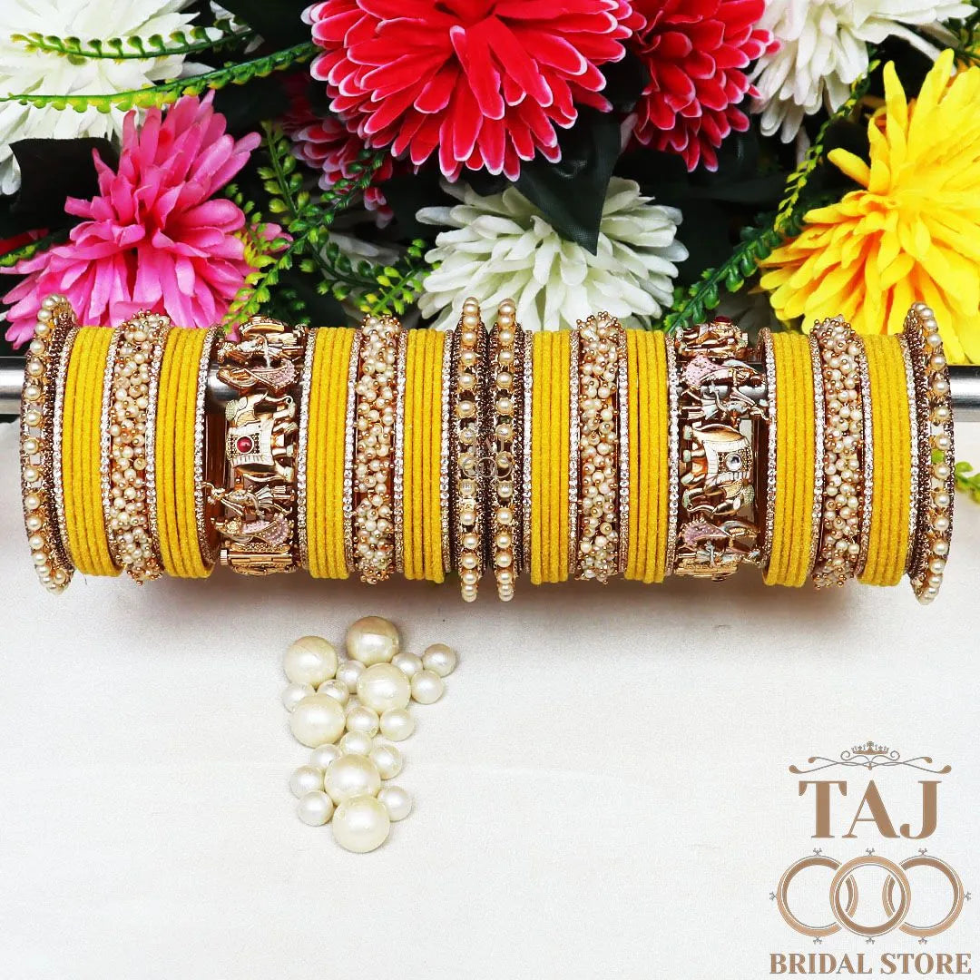 Elegant Wedding Bangle Set with Dulha-Dulhan & Elephant Motifs