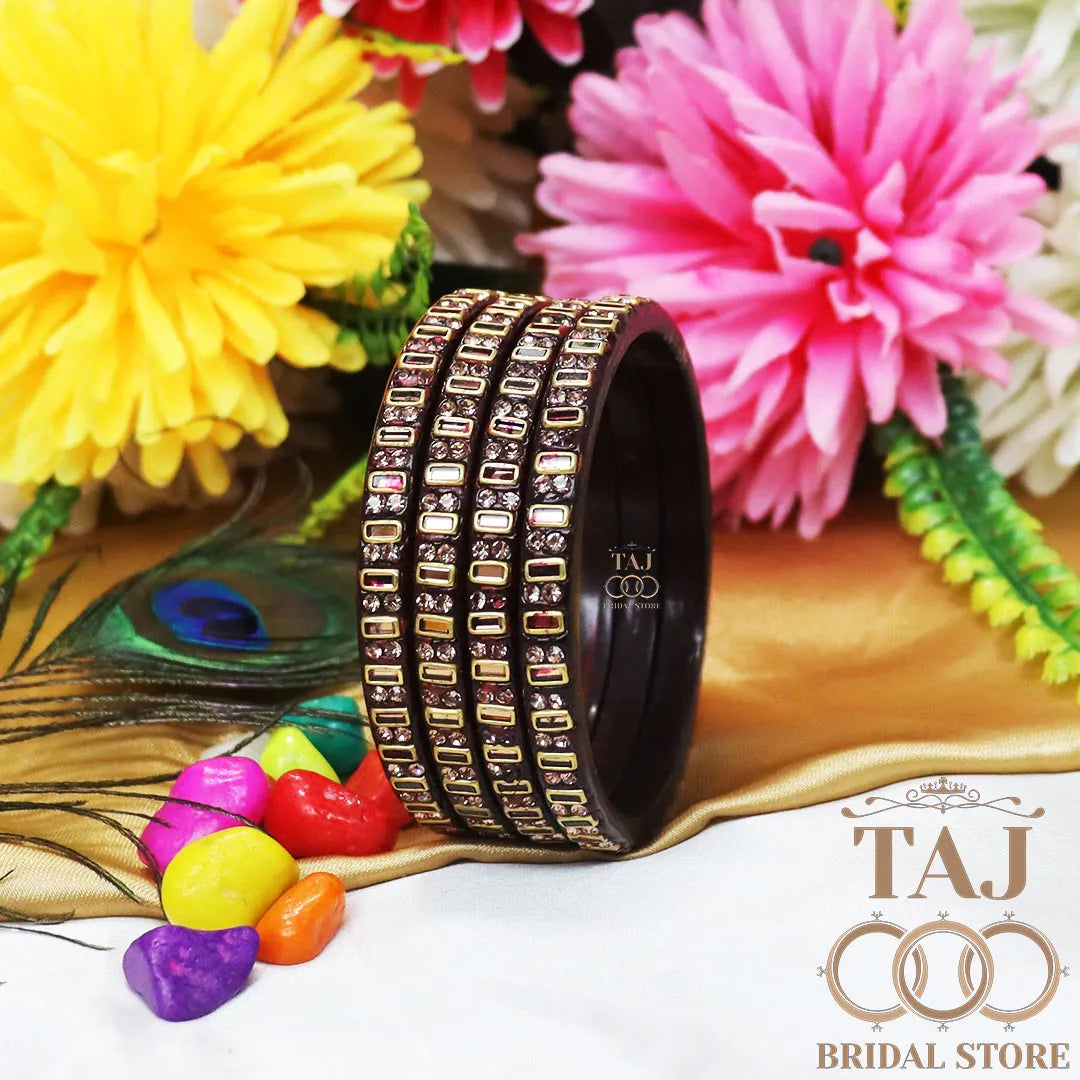 Kundan Lac Kada Bangles in Latest Design (Set of 4)