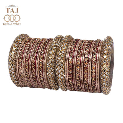 Lac Bangles for Bride with Beautiful Kundan Design Taj Bridal Store