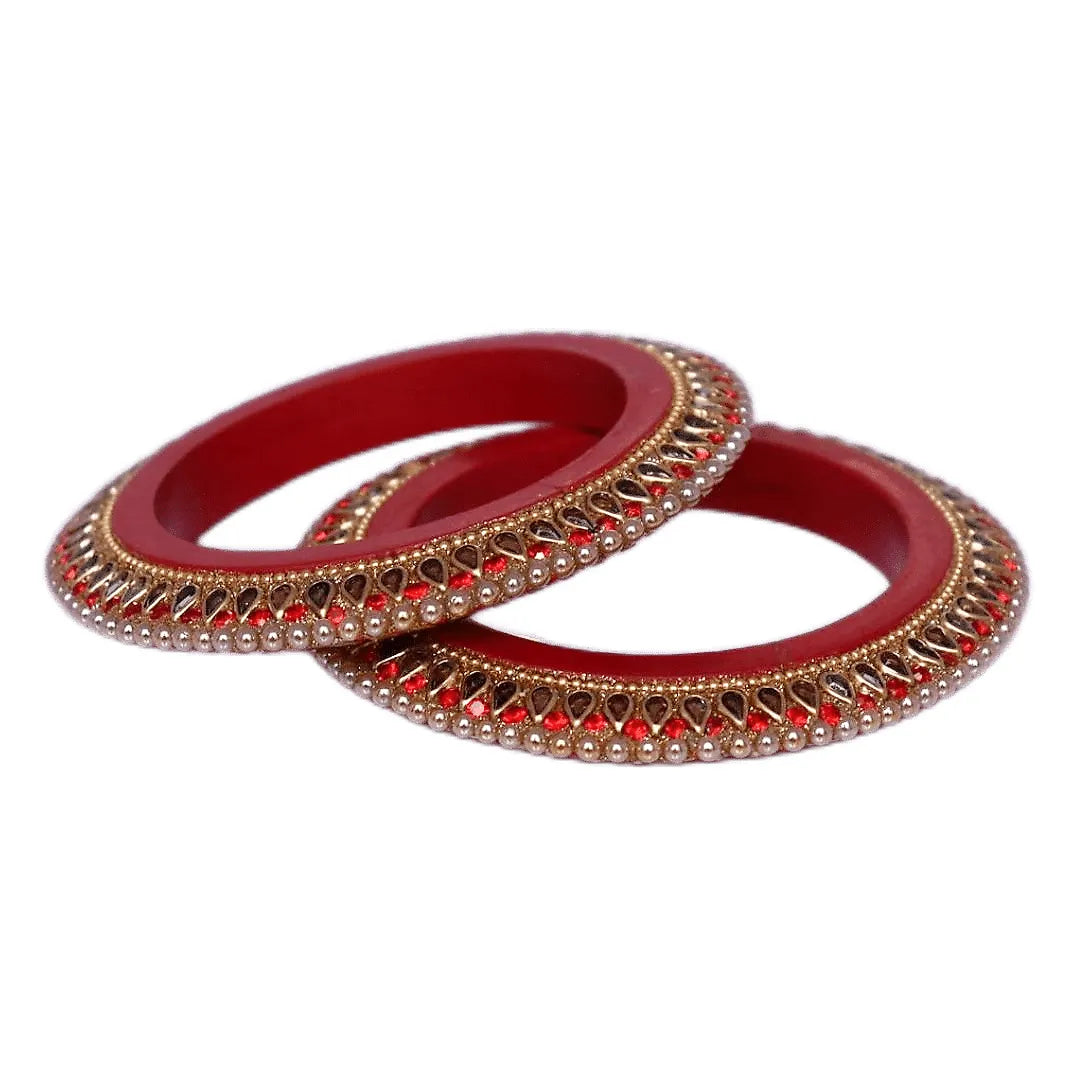 Best Rajwadi Lakh Bangadi with Kundan Design (Pack of 2)