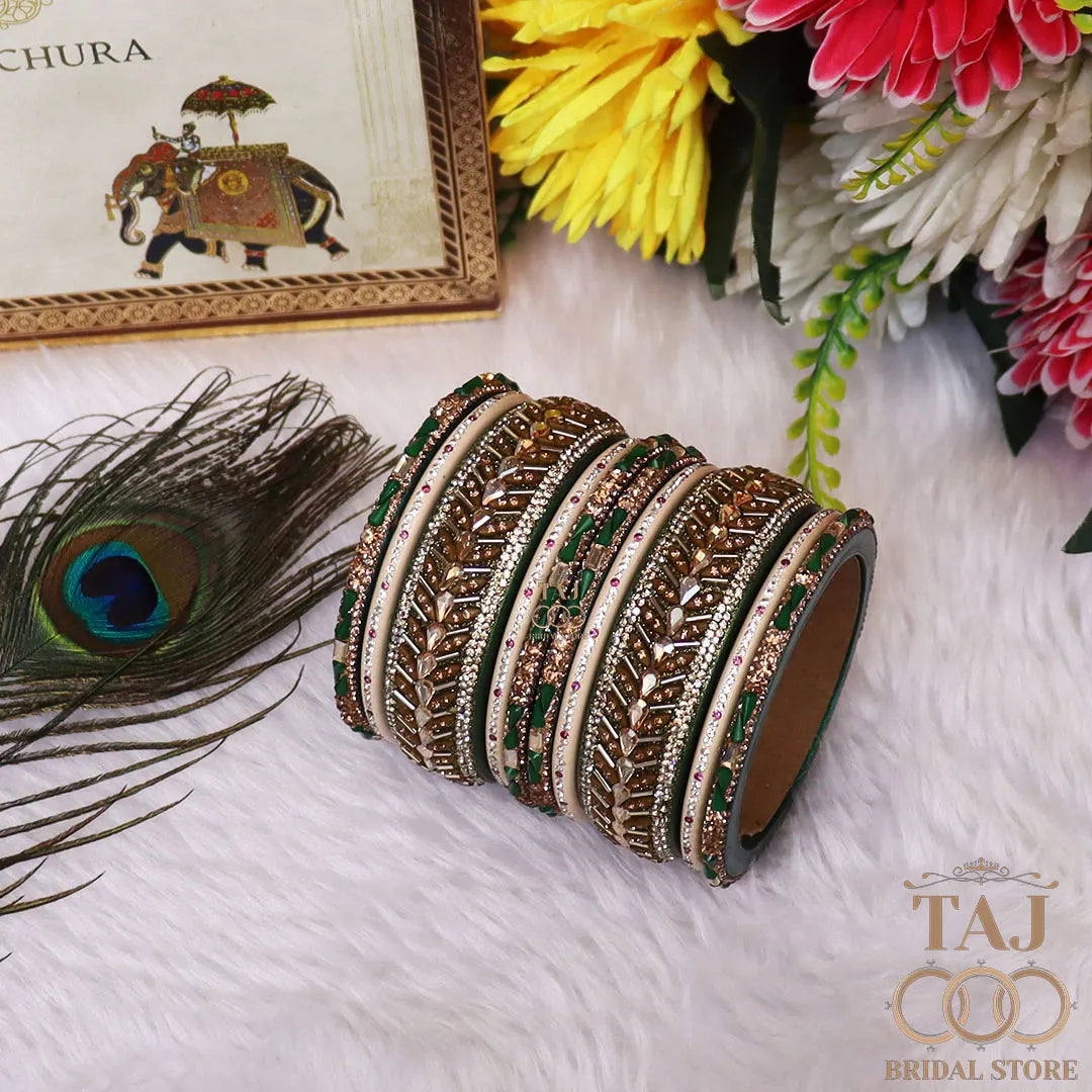 Women Lac Short Bangles Set With Latest Kundan Rhinestones Design