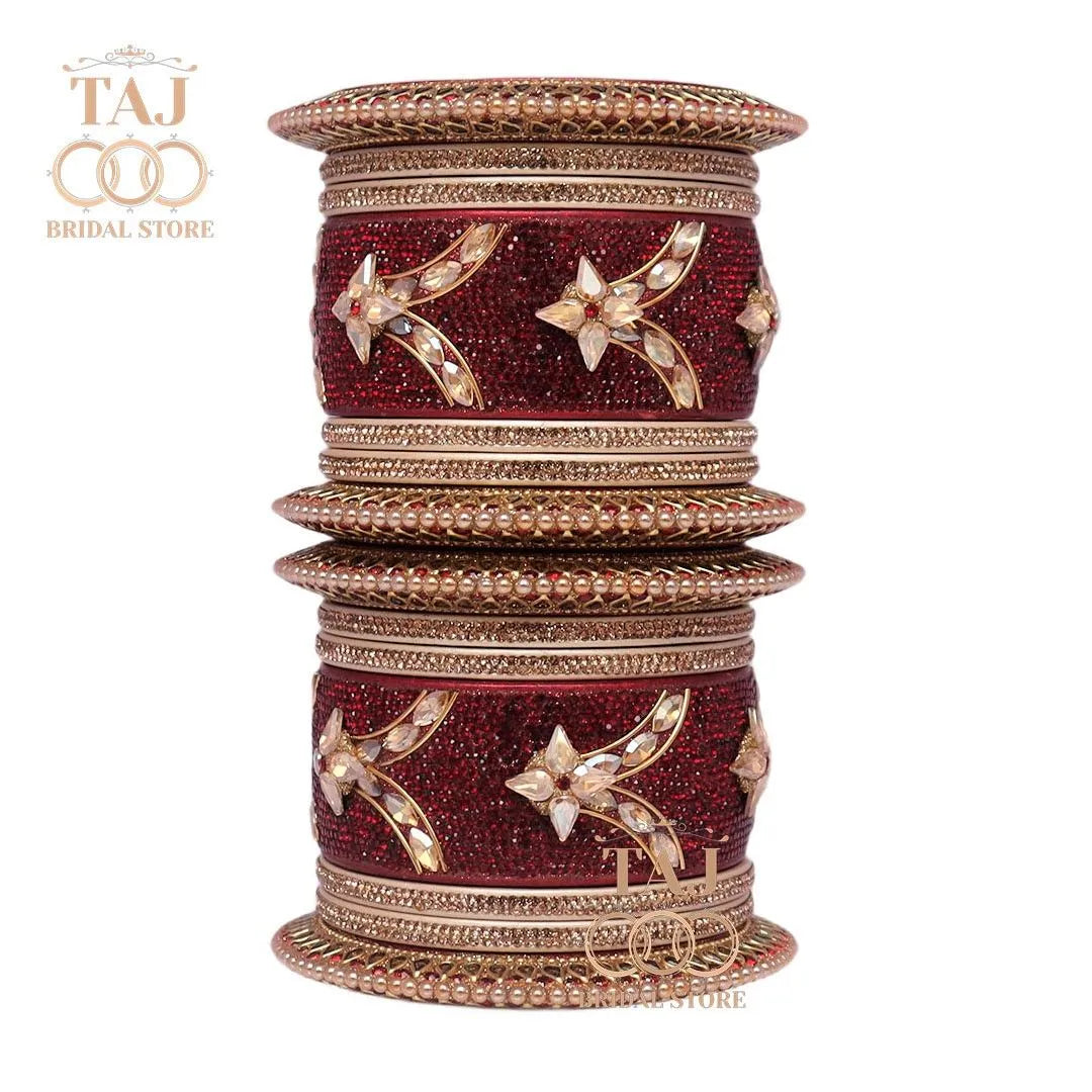 Lac Bangles for Bride with Best Kundan Work (Pack of 14) Taj Bridal Store