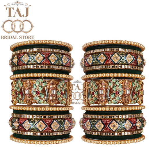 Indian Wedding Bangles Set With Beautiful Latest Peacock Design Kada Taj Bridal Store