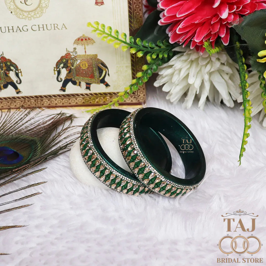Jaipuri Stylish Lac Kada Pair With New Kundan Design