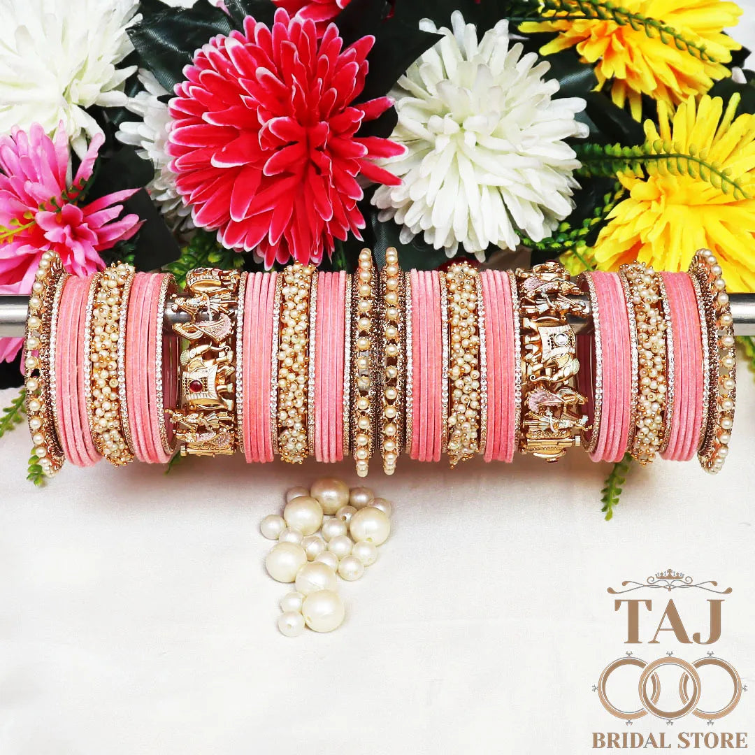 Elegant Wedding Bangle Set with Dulha-Dulhan & Elephant Motifs