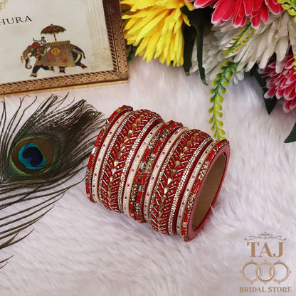 Women Lac Short Bangles Set With Latest Kundan Rhinestones Design
