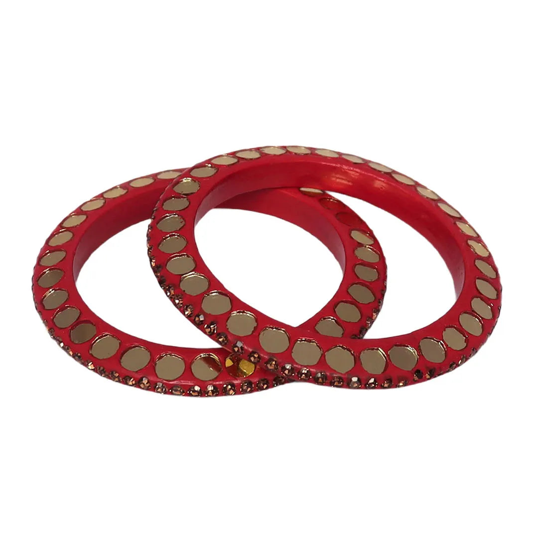 Lakh Bangle with Beautiful Mirror Work (Pack of 2) Taj Bridal Store