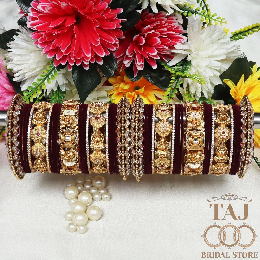 Rajwadi Wedding Bangles Set With New Divine Ganesh Motifs Kada