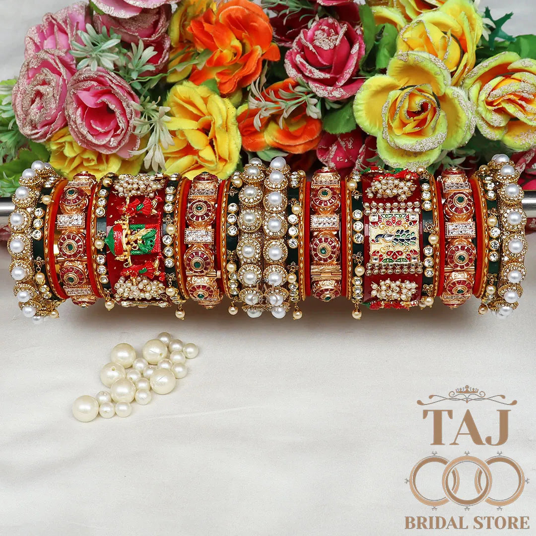 Designer Wedding Chura Set With Beautiful Peacock and Doli Design Kada