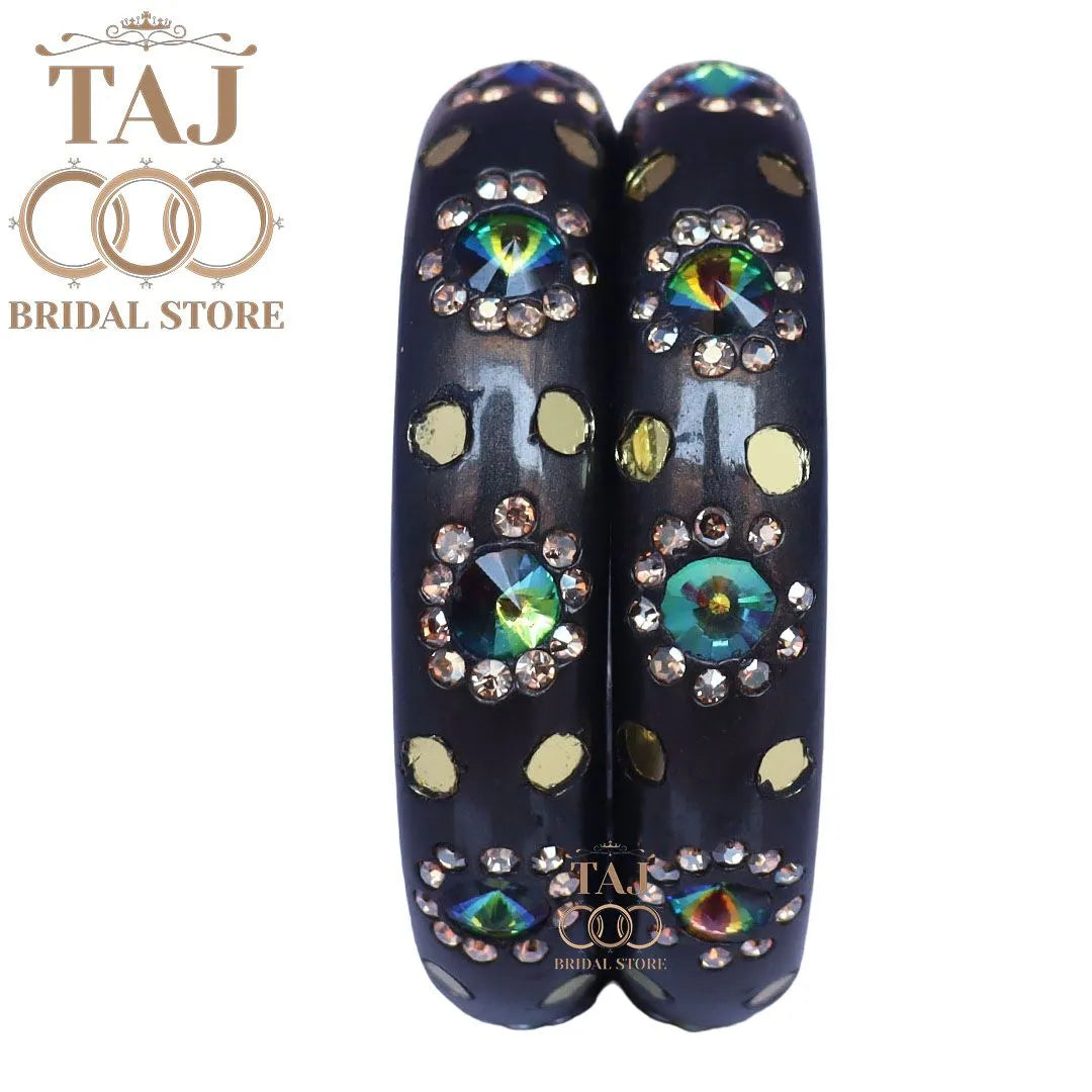 Lac Kada With Beautiful Rhinestone Design (Pack of 2)