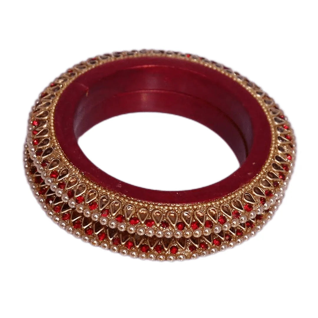 Best Rajwadi Lakh Bangadi with Kundan Design (Pack of 2)