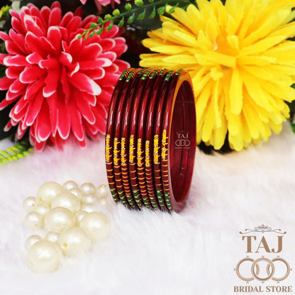 Rajasthani Plain Lac Bangles with Beautiful Handpaint Design