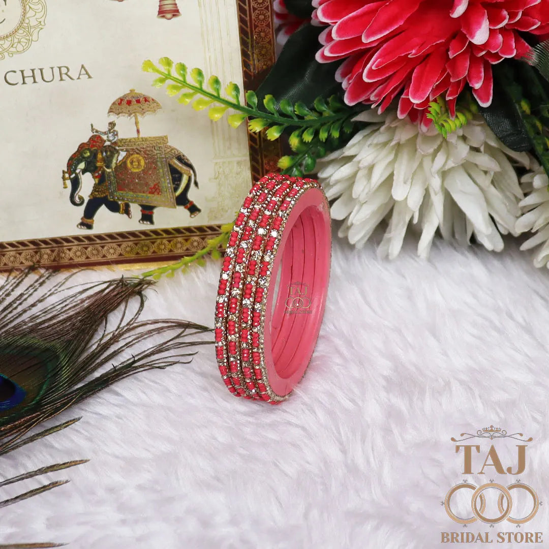 Handmade Lac Bangles For Women With Latest Rhinestones Design
