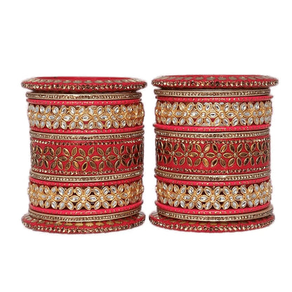 Lac Bangles with Beautiful Kundan Flower Design Taj Bridal Store