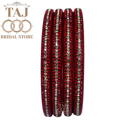 Rajasthani Lakh Kada With Beautiful Rhinestones Design (Set of 4) Taj Bridal Store