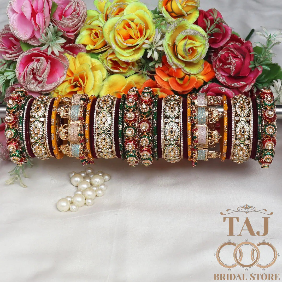 Rajasthani Rajwadi Wedding Chura With Beautiful Elephant Design Kada